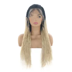 Wig Front Lace Chemical Fibre T Colour Two-strand Braid Wig Set - Light Brown - View 1