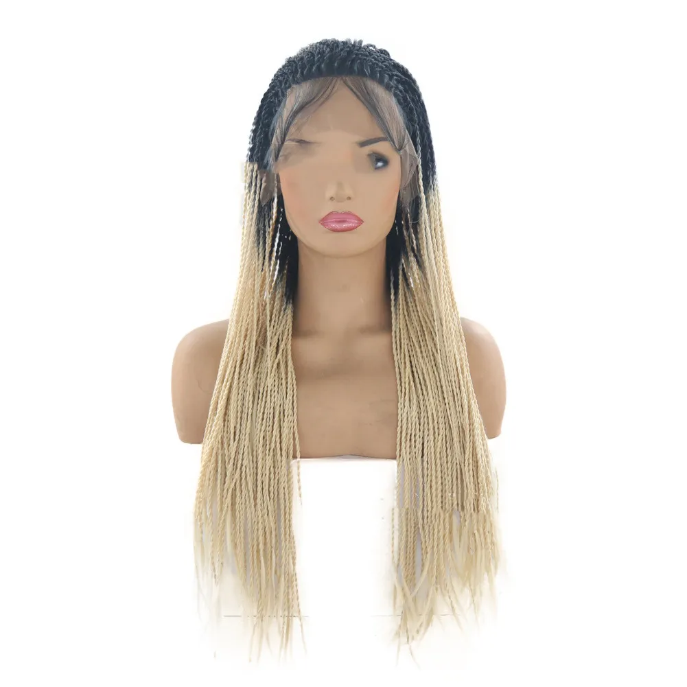 Wig Front Lace Chemical Fiber T Color Two-strand Braid Wig Set - Light Brown
