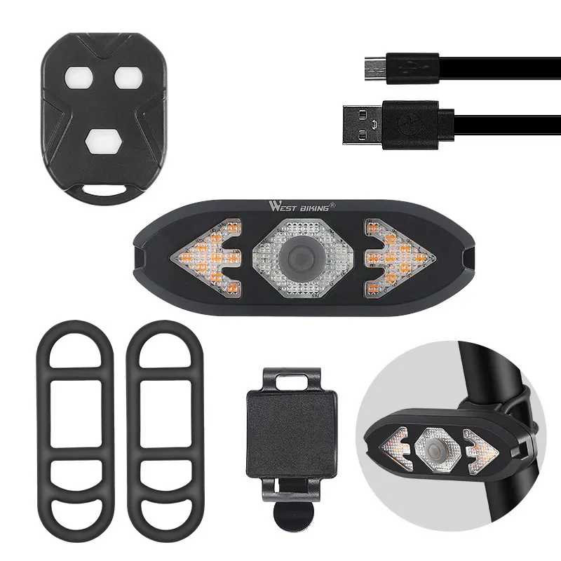 Smart Remote Control Turn Signal Rechargeable Tail Light Night
