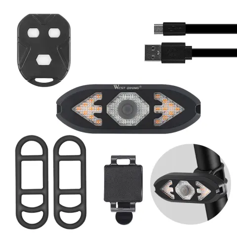 Smart Remote Control Turn Signal Rechargeable Tail Light Night