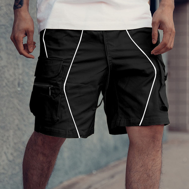 Men's Shorts With Multi-pocket Reflective Strips