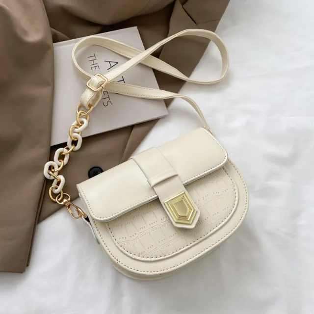 Small Bag Western Style Saddle Bag Trendy Fashion Wild Small Messenger Bag Female Bag White - Shop at LoveMi