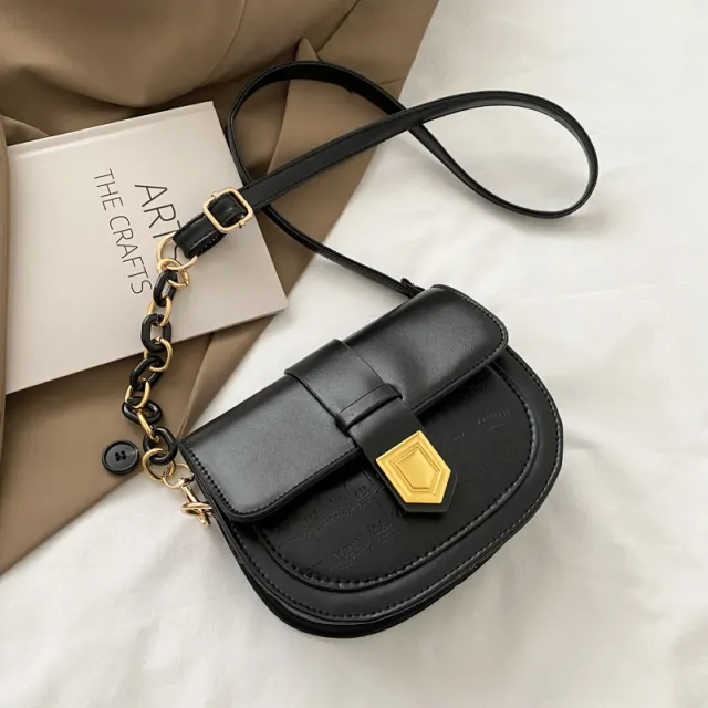 Small Bag Western Style Saddle Bag Trendy Fashion Wild Small Messenger Bag Female Bag Black - Shop at LoveMi