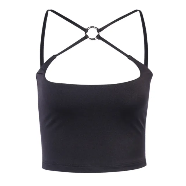 Fashion Sexy Neckline Cross Straps Tube Top Small Sling Black - Shop at LoveMi