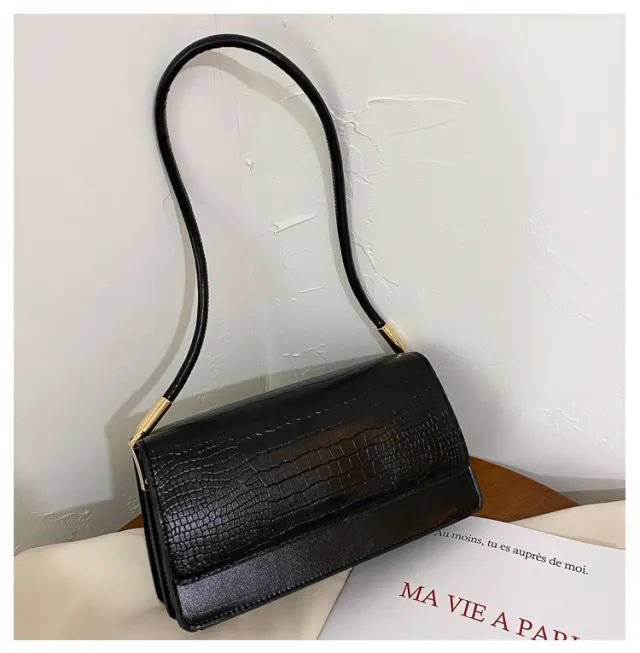 Korean Style Simple One Shoulder Handbag Black - Shop at LoveMi