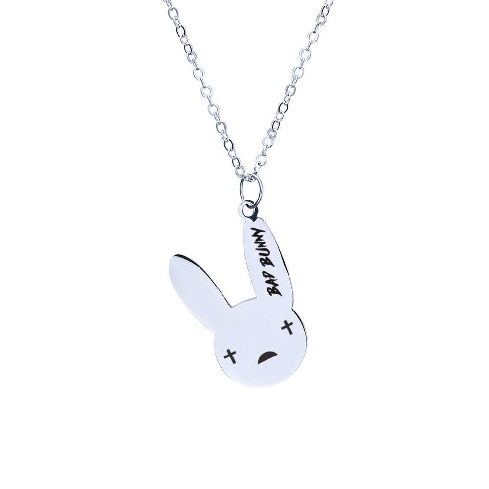 Stainless Steel Ruffian Rabbit Pendant Necklace