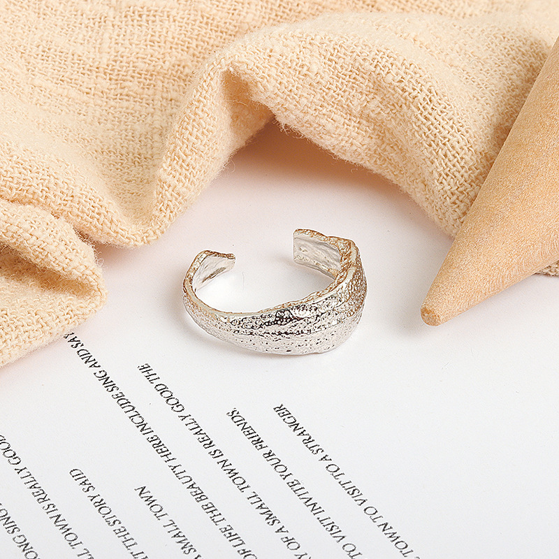 Concave-convex Gold Foil Silver Foil Crepe Paper Ring Female Irregular Adjustable Ring