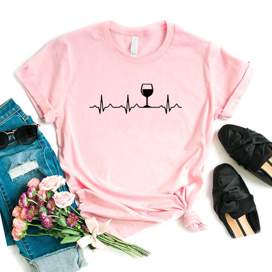 Title 2, Electrocardiogram Wine Cup Printed Short-Sleeve...