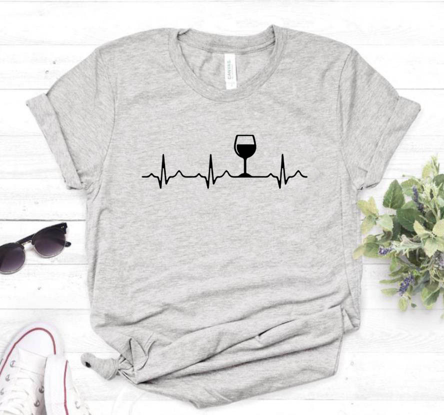 Title 3, Electrocardiogram Wine Cup Printed Short-Sleeve...