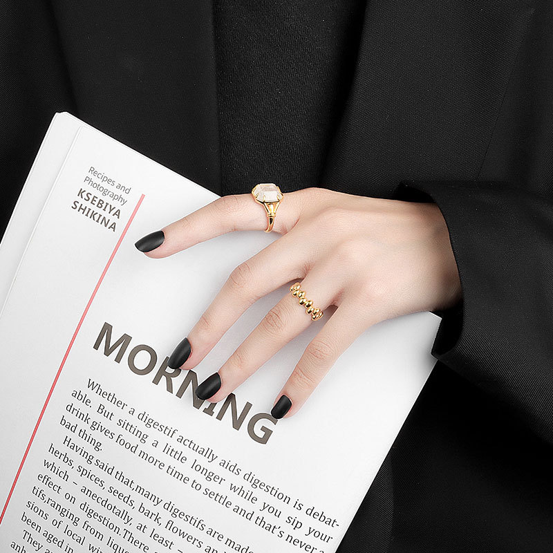 Oval Ring Female Student Girlfriends Geometric Smooth  Peas Ring