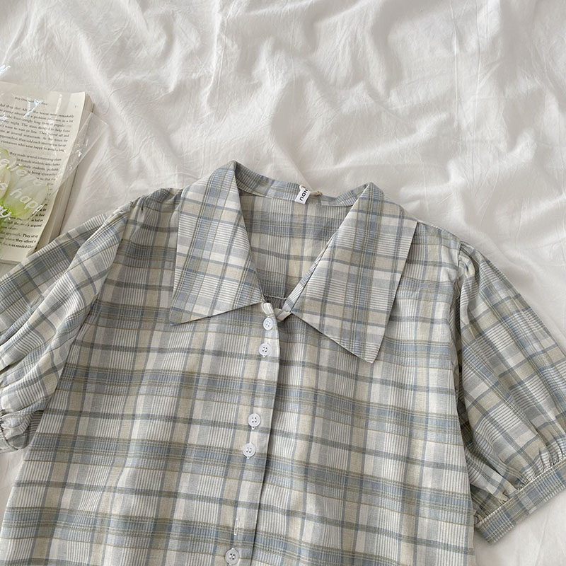 Retro Fashion Women's Shirts, Hong Kong Style Niche Design, Slim Plaid Loose Top