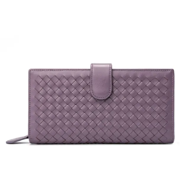 Sheepskin Woven Short Wallet Women Bag Purple - Shop at LoveMi