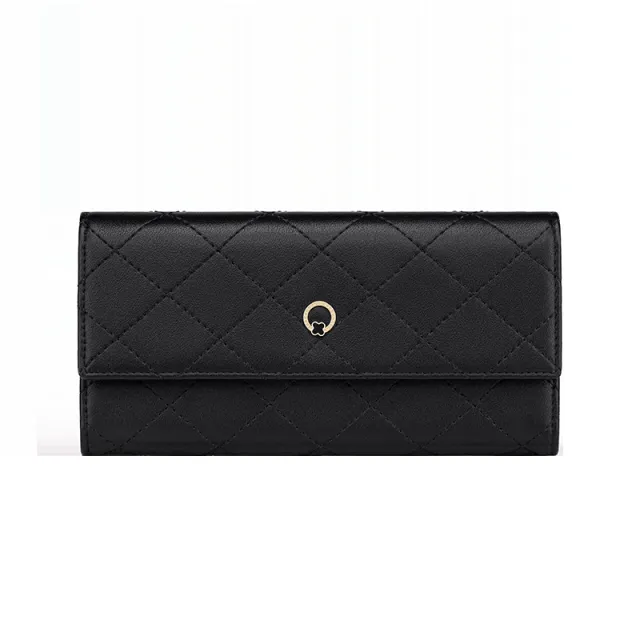 Cowhide Multifunctional Long Multi card Pocket Wallet Clutch Black - Shop at LoveMi