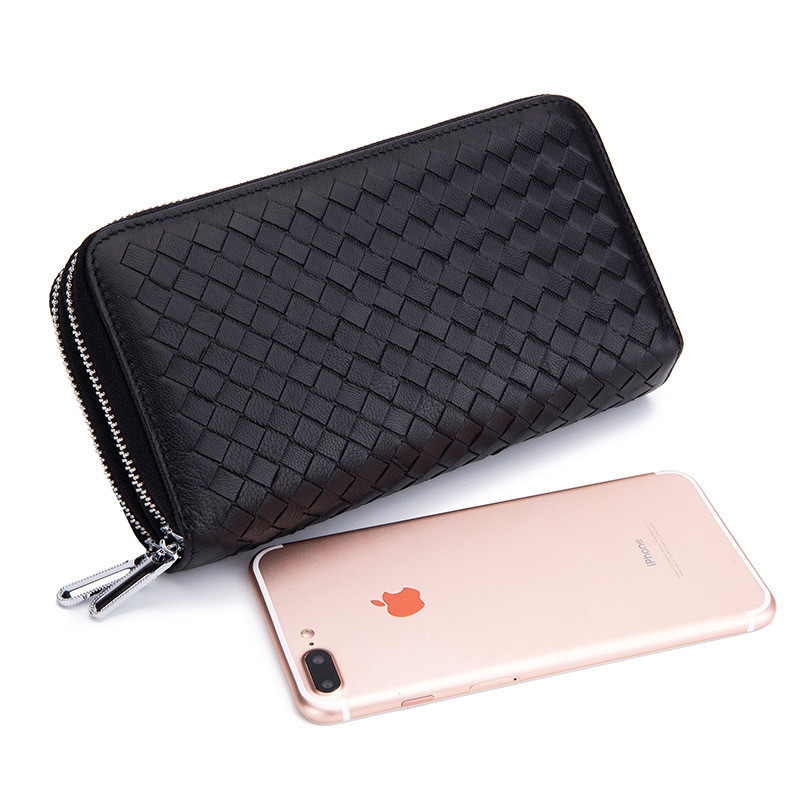 Double Zipper Woven Wallet With Ladies' Europe And America