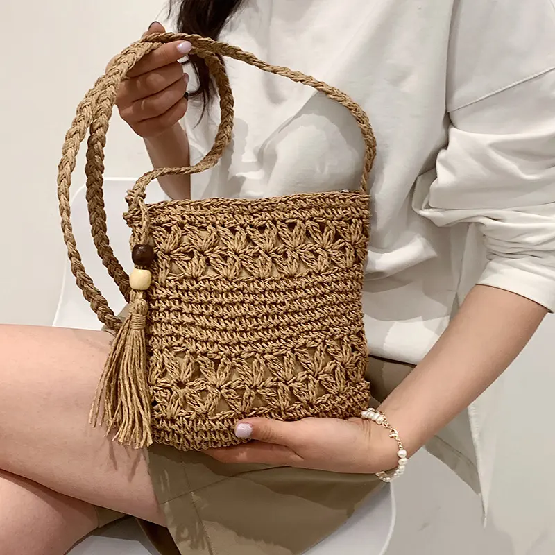 Women Fashion Straw Handmade Woven Summer Vacation Beach Small