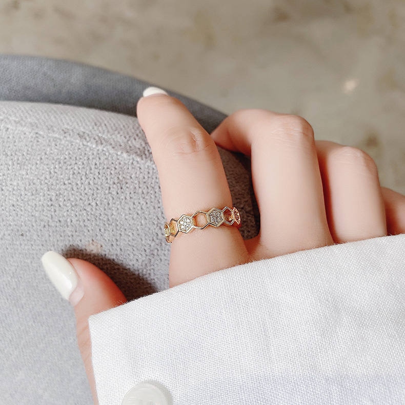 Hexagonal  Ring Female Fashion Personality Exaggerated Index Finger