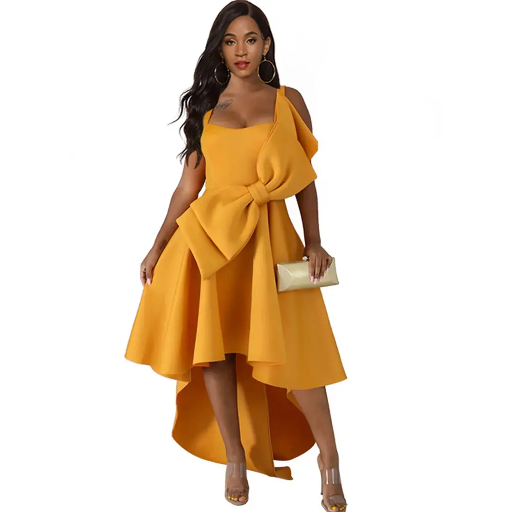 Slim Fit Asymmetrical Hem Women'S Dress