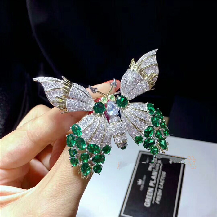 Trendy High end Female Luxury Ins Gender Pin Accessories Retro Badge Corsage Green Butterfly - Shop at LoveMi
