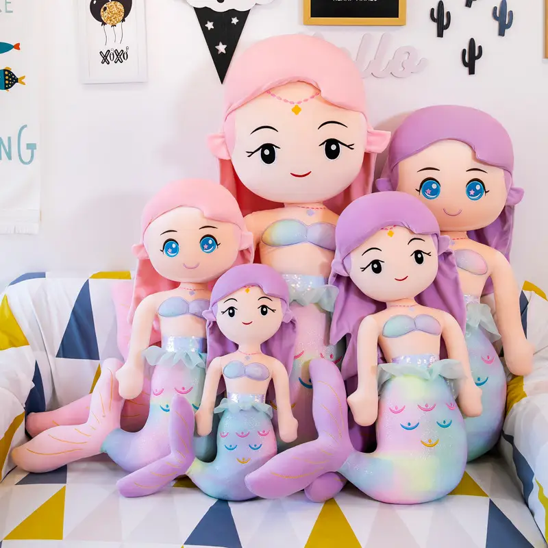 Mermaid Doll Cute Girl Heart Plush Toy Sea Animal Sleep With Comfort Pillow Doll