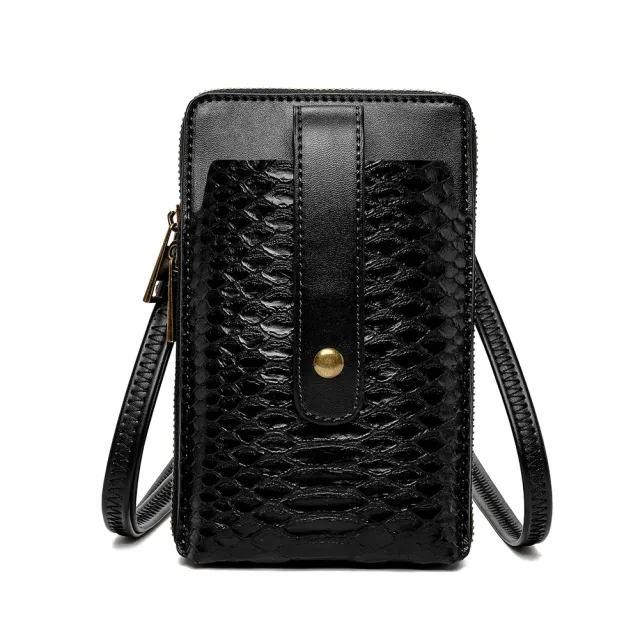 Ladies Shoulder Bag Snake Print Small Square Bag PU Leather Lipstick Bag Black - Shop at LoveMi