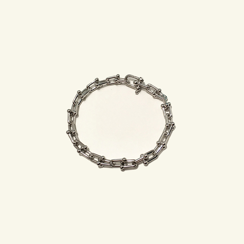 Gold-plated Copper Jewelry Neutral Cold Wind Titanium Steel No Word U-shaped Chain Couple Bracelet