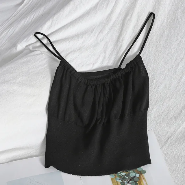 Korean Style Slim And Comfortable Knit Vest Short Solid Color Top Black - Shop at LoveMi