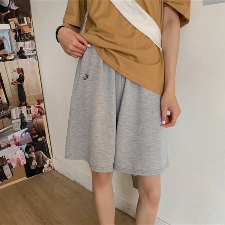 Embroidered Wide-leg Sports Casual Pants