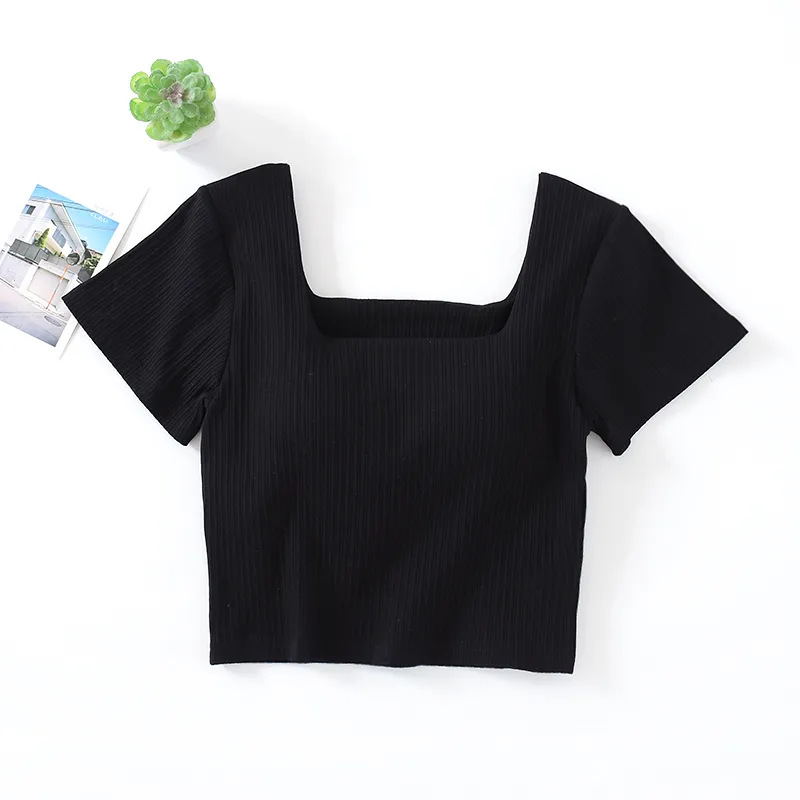 High-waisted T-shirt Women's Short-sleeved Shirt With Umbilical Display - Black