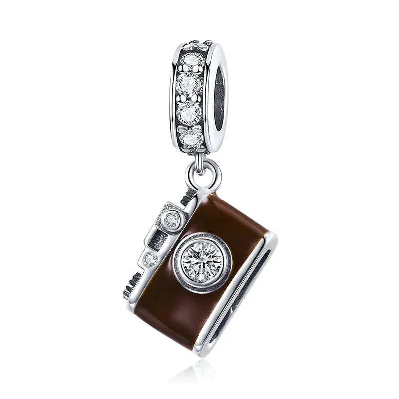 Sterling Silver Retro Digital Camera Decoration DIY Charm Bracelet Accessories - Bronze