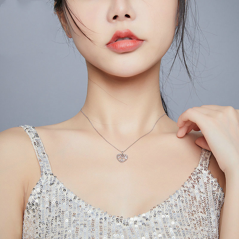 Silver S925 Popular European And American Style Heart-Shaped Girl Necklace