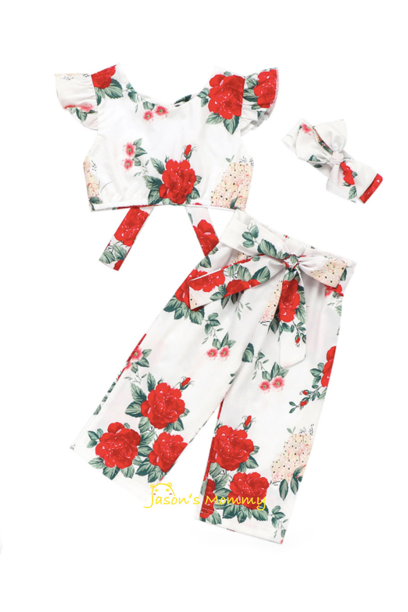 Title 7, Blusa, pantalones y diadema con lazo floral y r...