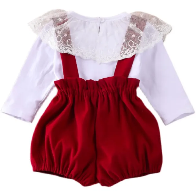 Infant Girl Outfits Long Sleeve Ruffle Long Pants Red - Shop at LoveMi