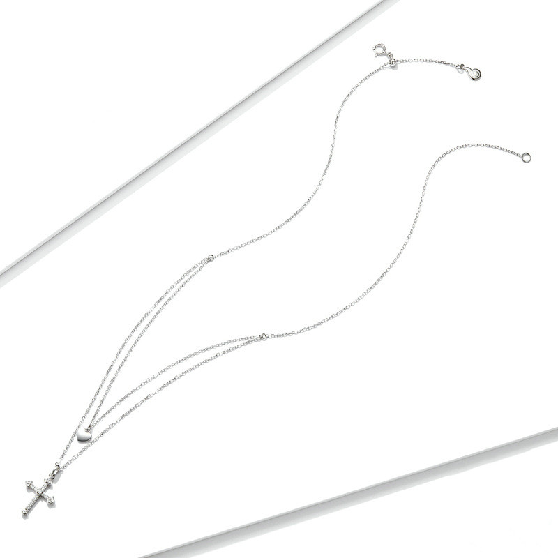 European And American Love Cross Sterling Silver S925 Necklace