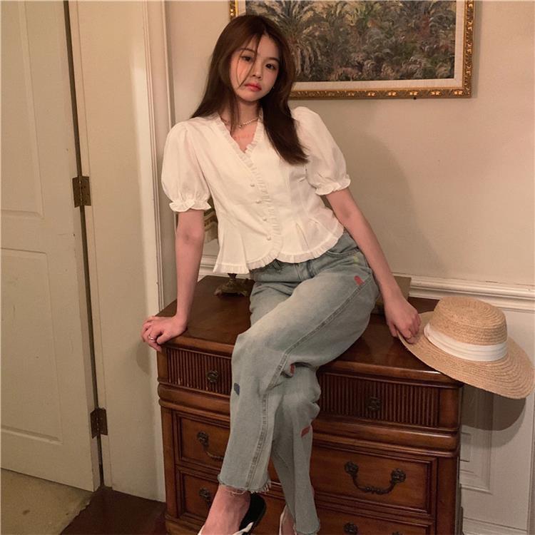 Small  Floral Chiffon Shirt Female Design