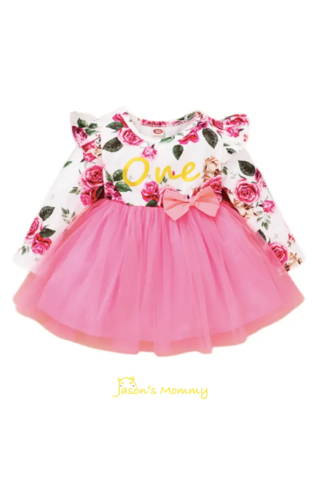 Toddler Baby Girls Dress Floral Ruffle Sleeve Girl Clothes Pink - Shop at LoveMi