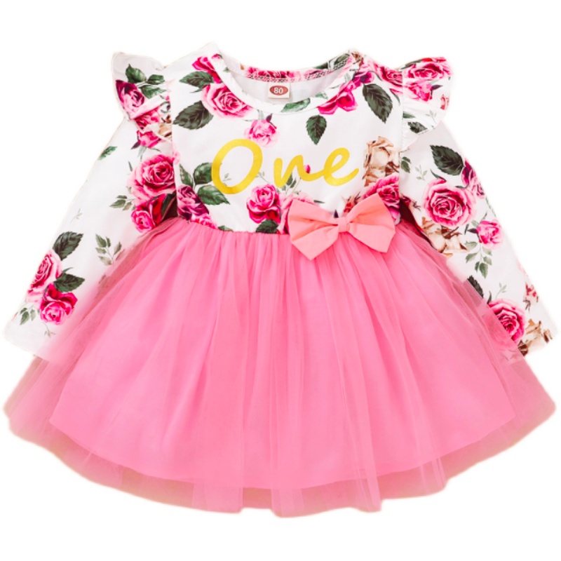 Toddler Baby Girls Dress Floral Ruffle Sleeve Girl Clothes - Image 3