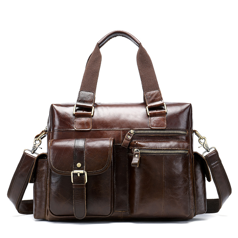 Cowhide Business Travel Duffel Bag - interior view