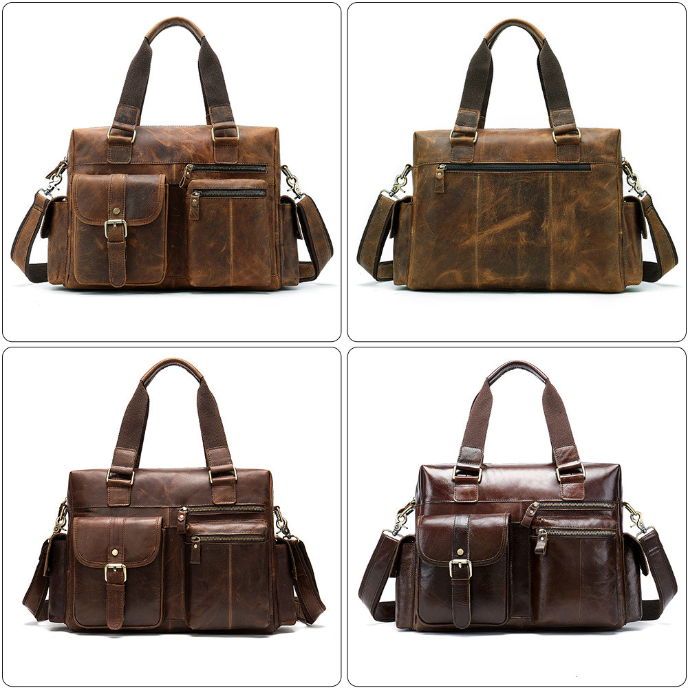 Cowhide Business Travel Duffel Bag - front view