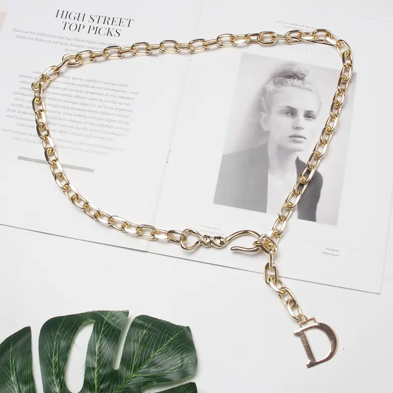 Trend Magazine Style Pants Chain Letter D Waist Chain