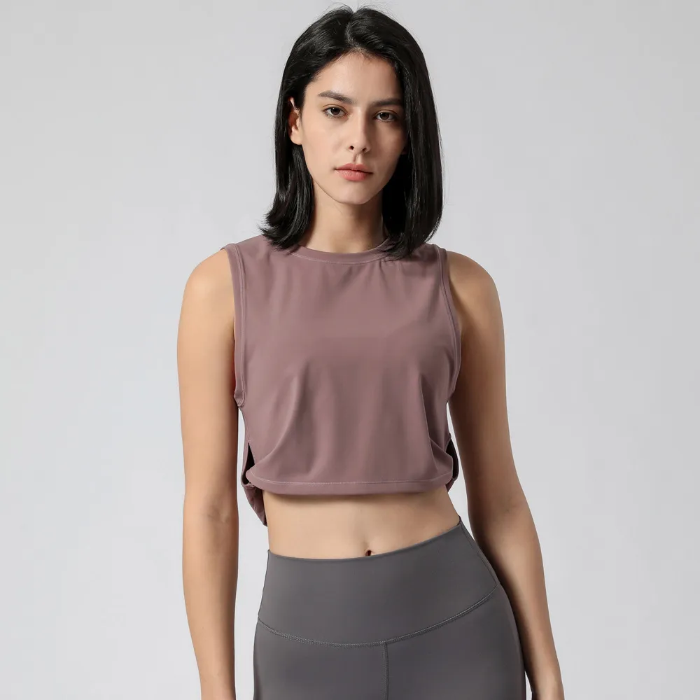Women'S Yoga Vest Women Europe And America Loose Fitness Vest Women Without Chest Pad - Dark Powder