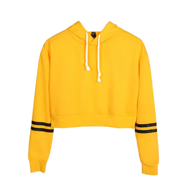 Women's Solid Color Sexy High Waist Blank Hooded Sweater Yellow - Shop at LoveMi