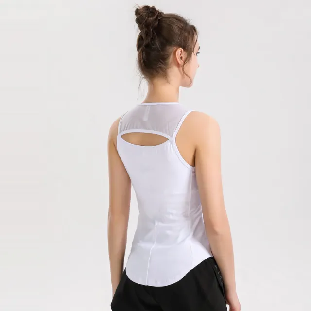 Sports Vest Women Quick Drying Breathable Tight Fitting Yoga Beauty Back Running Sports T Shirt White - Shop at LoveMi