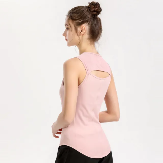 Sports Vest Women Quick Drying Breathable Tight Fitting Yoga Beauty Back Running Sports T Shirt Pink - Shop at LoveMi