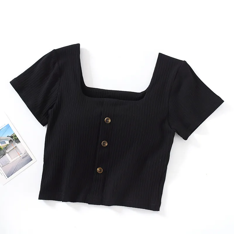 Comes With Chest Pad And Short-sleeved Short-sleeved Bra And Cup Bottoming Shirt - Black