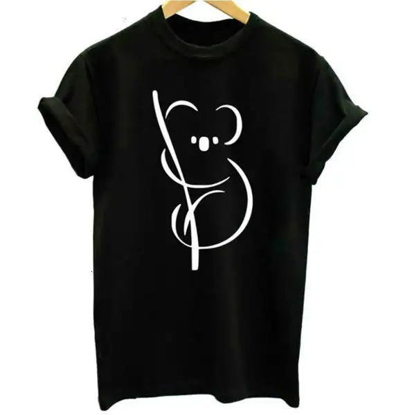 Cute Koala Print T-shirt Women Short-sleeved O-neck T-shirt Summer Women's T-shirt Top