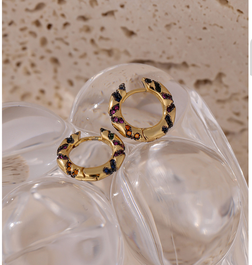 Earrings Personality Five-Pointed Star Earrings Female Color Zircon Earrings