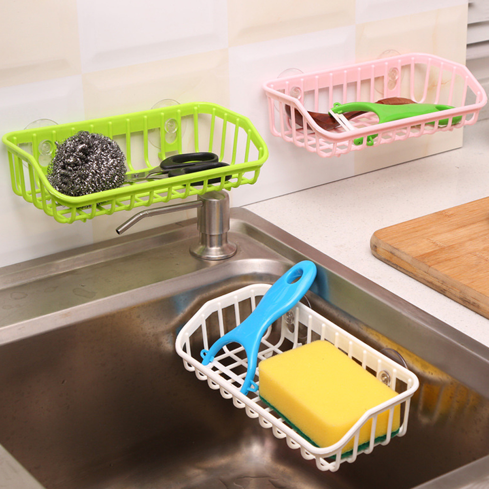 Kitchen Sink Suction Cup Drain Basket Sponge Rack Multifunctional Dishwashing Storage Rack