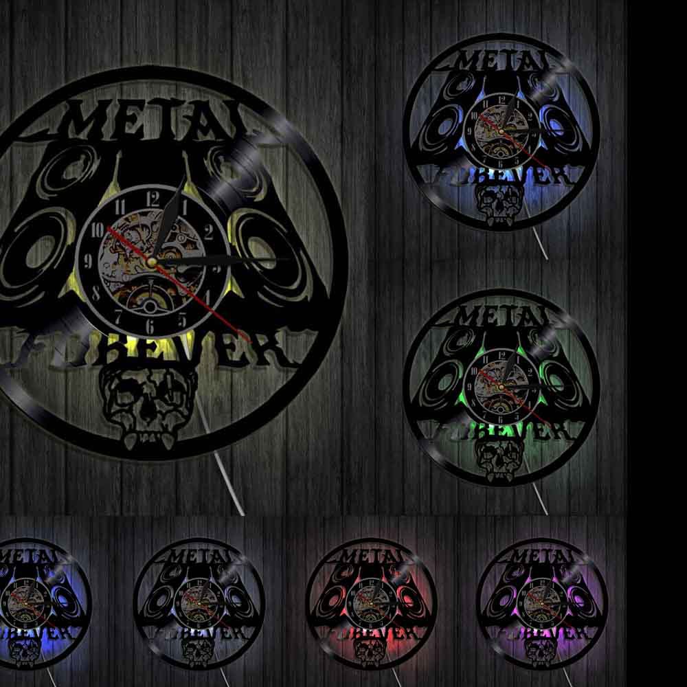 Retro Vinyl Record Skull Speaker Wall Clock Art Deco Vinyl Wall Clock