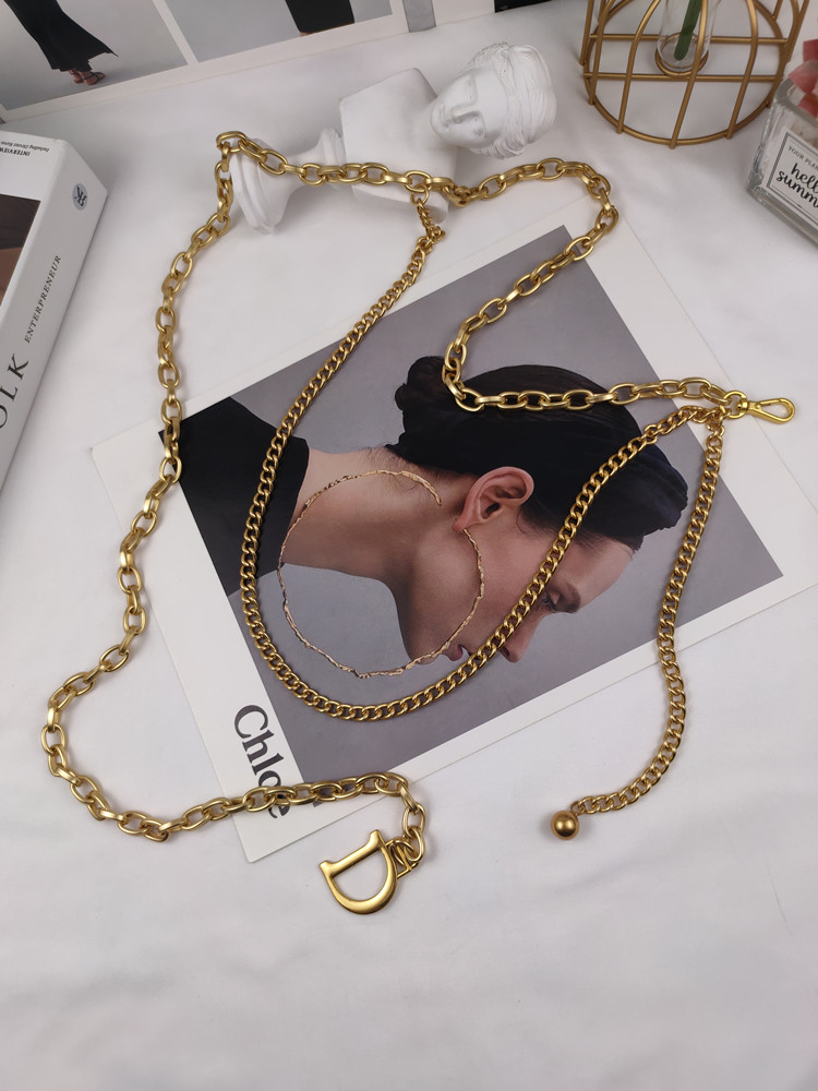 Fashion Multi-layer Chain Belt Decorated D Letter Pants Chain