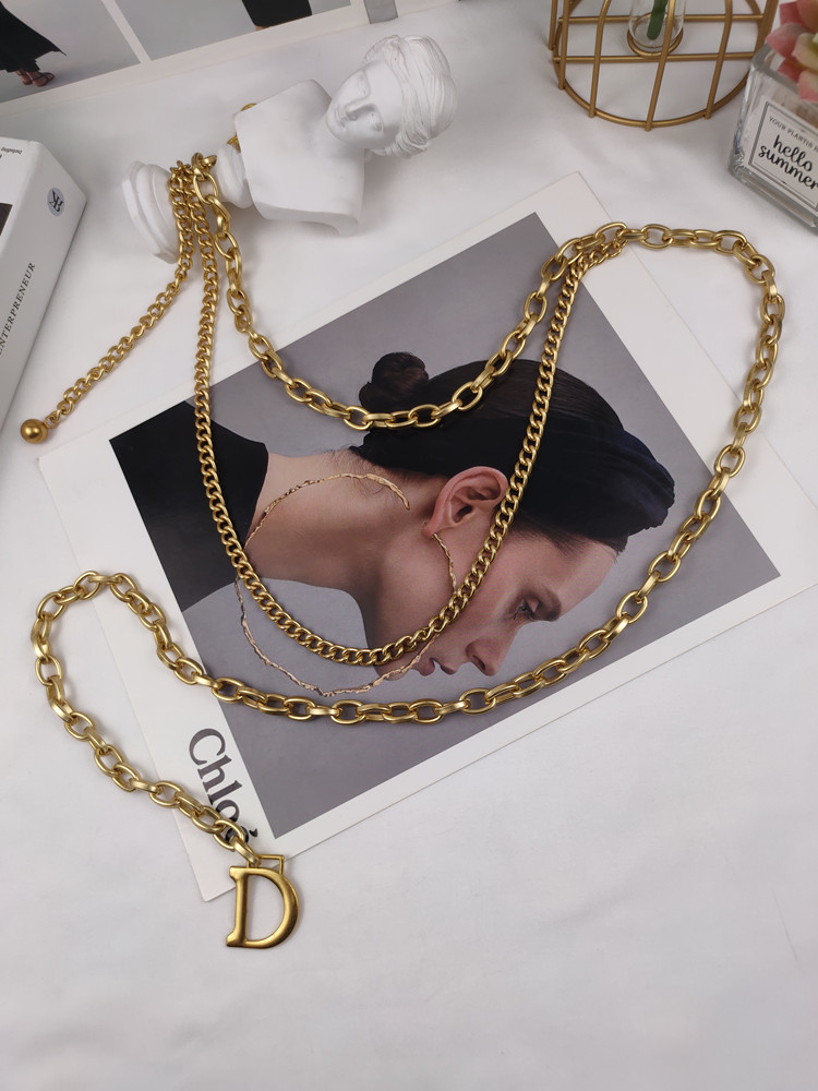 Fashion Multi-layer Chain Belt Decorated D Letter Pants Chain